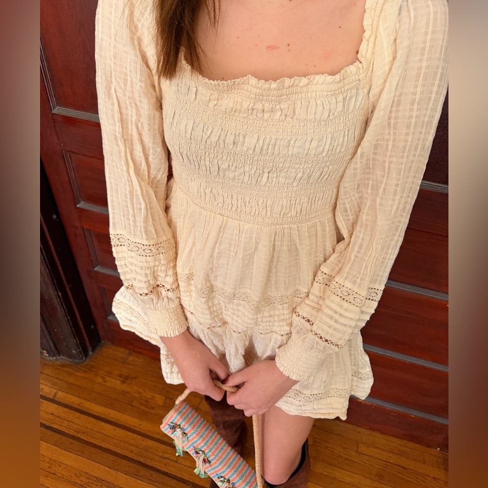 Cream Long Sleeve Dress